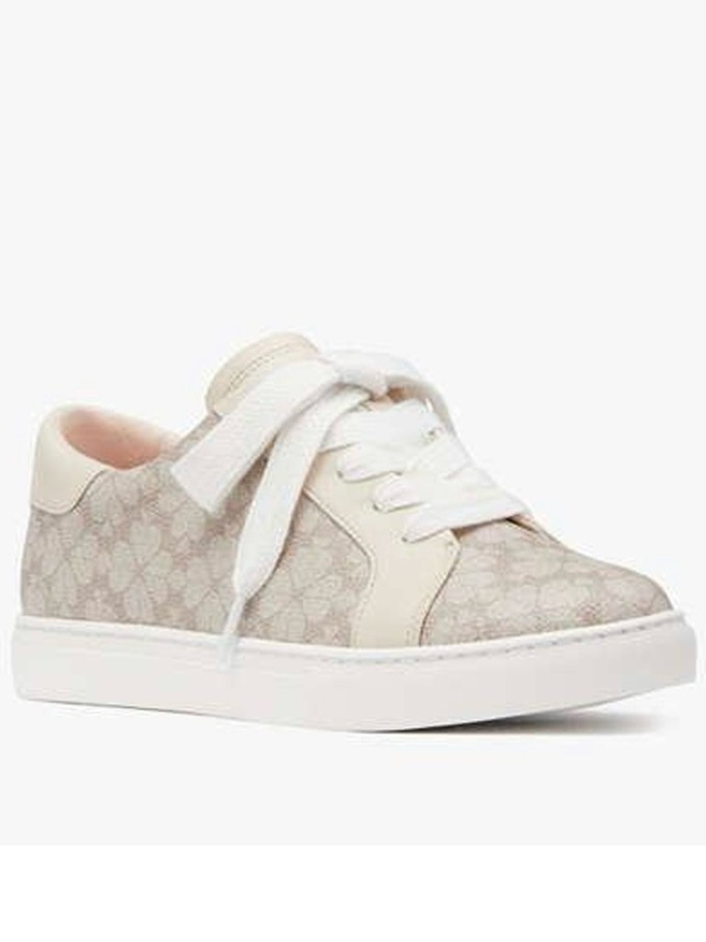 Kate Spade Taupe Erin Spade Flower Logo Sneakers Lace Up Vegan Leather